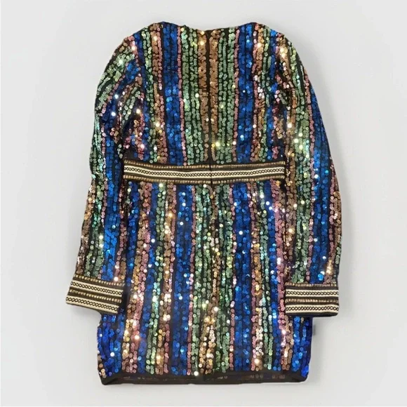 Minuet Petite Multicolor Sequin Long Sleeve Dress - Picture 10 of 11